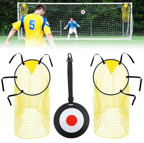GOZINA 3PCS Football Training Equipment Includes 2 Top Bins Football Targets and 1 Football Target,Top Bins Net for Goal to Improve Football Skills,Football Rebounder Net for Shootings Accuracy Train