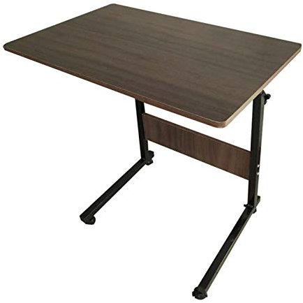 Table de lit réglable en hauteur avec roulettes pour poste de travail et ordinateur portable Grain de bois noir 80 x 40 cm