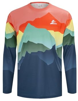 ZesiikLvie MTB Jersey Mens Long Sleeve Motocross Jersey Cycling Jersey Men Mountain Bike Shirt Breathable Quick Dry Downhill BMX Off-Road