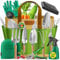 KESSER® Gartenwerkzeug Set 10-teilig mit ergonomischen Holzgriffen inkl. wasserdichte Tasche aus 600D Oxford-Material, Knieschoner, Pflanzmatte, Sprühflasche, Gartenschere, Handschuhe für Gartenarbeit