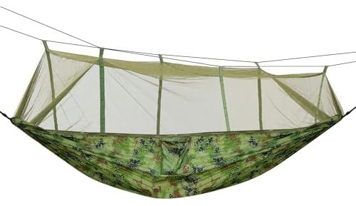 Hamacs, hamac 2 Personnes avec moustiquaire, hamac Portable en Nylon pour randonnée, Camping, capacité de Charge de 600 LB (Camouflage)