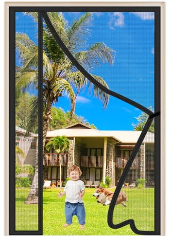 Cortina Mosquitera Magnética Para Puertas 230x220cm Negro Apertura lateral Cierre Magnético Automático Que Evita el Paso de Insectos Se puede instalar sin taladrar
