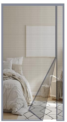 akgao Mosquitera Magnética Fibra de Vidrio 160x210cm, Gris Apertura Lateral Reforzada Cortina para Puerta Exterior, Duradera Mosquitera Ventana Magnética con Autocierre para Cocina Dormitorio Patio