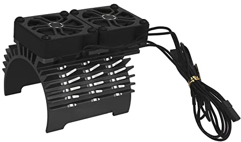 Dual Fan Motor Heatsink, 55/56/58mm Brushless Motor Cooling Fan Radiators for 1/5 Remote Control Car 8.4V 16000RPM (black)