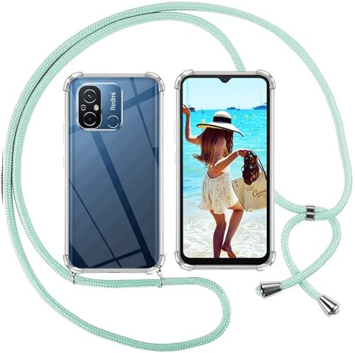 ISOI Handyband für Xiaomi Redmi 12C Hülle mit Band, Handyhülle für zum Umhängen, Necklace Hülle [Stoßfest] [Kameraschutz] [Längenverstellbar] -Grün