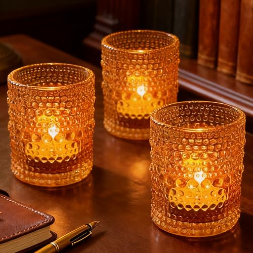 Klare Teelichthalter Glas mit 12-5.5 cm x 6.5 cm Teelichtgläser Vintage als Raumdekoration, Teelichthalter, Transparenter Teelichter Gläser als Windlichter Tischdeko, Hochzeit und Geburtstagsfeier