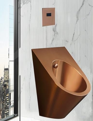 LJTHUU Kommerzielles Urinal mit Sensor und Abflussrohr, an der Wand montiertes Bar-Urinal, Urinal mit Spülung für Herren, Urinal aus Edelstahl, intelligentes Induktionsdesign