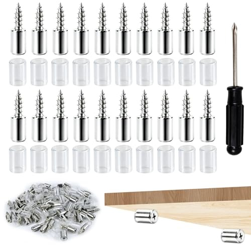Regalbodenträger 7,5mm - 80 Stück, Mit Gummischutz und Schraubendreher | Einlegeboden Halter Für Schränke, Bücherregale, Küche, 20kg Belastbarkeit, Rostfrei, Für Holz, Glas, Kunststoff, Kratzschutz