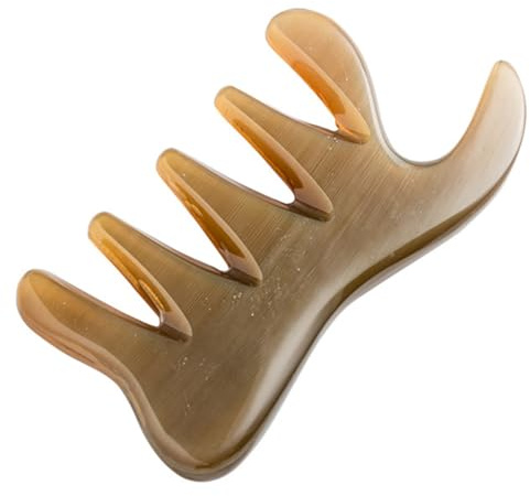 Ochsenhornkamm und Schwanzform mit Fünf Zinken für Massage | Kopfhautmassagegerät, Gua Sha Werkzeug, 1 Stück, Ergonomisch Geformt, Hautfreundlich, für Nacken und Bein