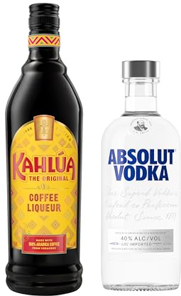 Espresso Martini Set aus Absolut Vodka Original - 1 x 0,5l und Kahlúa Coffee-Likör - 1 x 0,7l