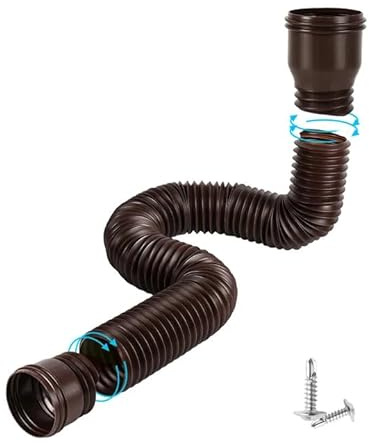 1 pezzo di estensione flessibile per grondaia, tubo di scarico circolare per tubo di scarico 80/100 mm, allungabile da 47 a 150 cm, prolunga per grondaie (marrone, 1 pezzo)
