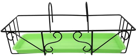 SHINEOFI Soporte de Jardinería Colgante de Hierro Maceta Decorativa Verde y Bandeja, Macetero para Barandilla de Balcón, Adecuado para Plantas Exteriores y Jardinería en Terraza