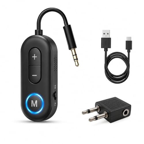 3.5mm bluetooth transmitter, 2 in 1 Airplane Bluetooth Aux Adapter Receiver | 5.4 Transmitter Receiver, 3.5mm Dual Connection, bluetooth plane headphone adapter Home Car Headphones TV Gym Speakers