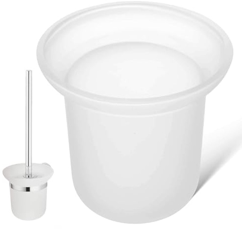 Yooyan Toilettenbürsten-Basisbecher, Mattierter Ersatzbecher für Toilettenbürstenhalter, Weißer WC-Bürstenhalter Becher aus Milchglas, für Wandmontage und Standgarnituren im Badezimmer
