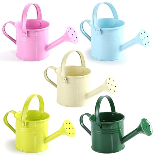 Lot de 5 arrosoirs pour Enfants, Mini arrosoirs en métal avec Bord Lisse et poignée Confortable, Petit Pot pour Plantes d'intérieur, décoration de Jardin (Couleurs Pastel) ;1 ;1