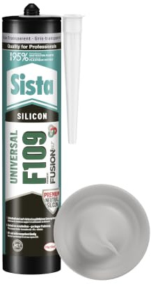 Sista F109 Fusion Grau-Transparent, 300ml | universell einsetzbar, für Fassade, für Verglasung, für Sanitärbereiche, Silikon-Dichtstoff