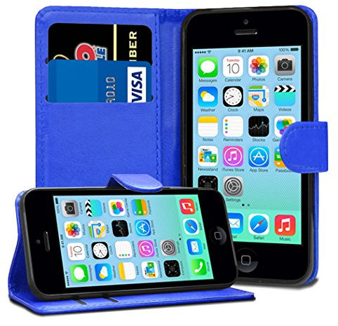 Jonlineuk iPhone 5C Case, [Card Holder] Magnetic Luxury PU Wallet Cover - Id Holder Flip Leather Case For iPhone 5C (Blue)