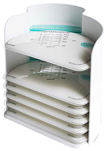 nanobébé Muttermilch Beutel Aufbewahrungsbeutel zum Einfrieren, hygienisch, platzsparend, auslaufsiche, 25 Stk. mit Organizer