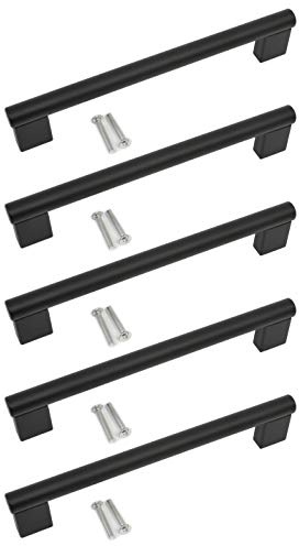 Kitchen Cupboard Cabinet Keyhole Boss Bar Door Handle Knob Black Matt Finish (5, 256mm Hole Centres)