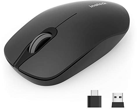Inateck kabellose Maus, 2.4 GHz Silent Funkmaus mit USB A und Type C Empfänger Drahtlose Maus, 1500 DPI, für Notebook, PC, Laptop, Computer, MacBook