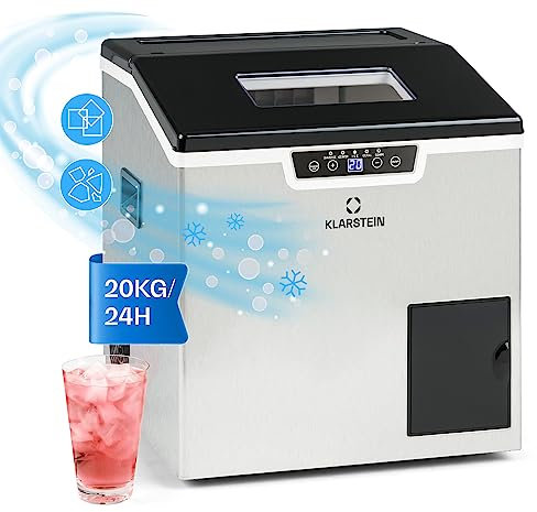 Klarstein Machine a Glacons pour la Maison, Capacité de 3L, Fabrique Rapidement Jusqu'à 20kg de Glacons Concassée ou en Balles, Machine à Glaçons, Ice Maker avec Alarme Securité et Autonettoyante
