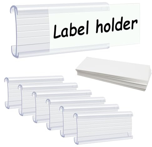 Wire Shelf Label Holders Compatible with Metro 1-1/4in Shelves, ELEMGULY 30 Pack 3in Lx1.4in H Plastic Wire Shelf Label Clips with Label Paper Removable Wire Rack Label Holder Display Clip