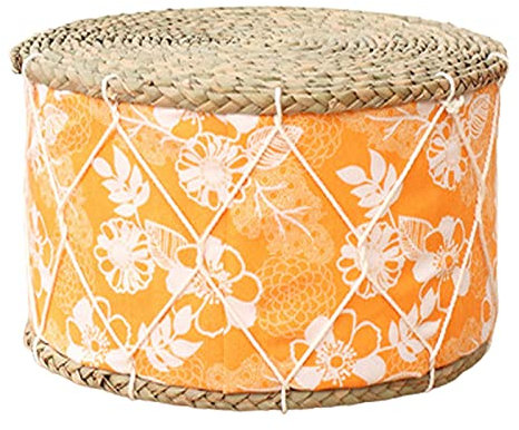 Gewebtes Stroh Kissen Yoga Kissen Handgemachtes Meditations Kissen Stroh gewebt Kissen Runde Form Stroh Gewebe Hand gemachtes Tatami Kissen Blumen Druck Tatami für Indoor Outdoor 10