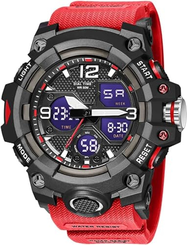 Gosasa Orologio da uomo, multifunzione, militare, S-Shock, sportivo, digitale, impermeabile, con allarme