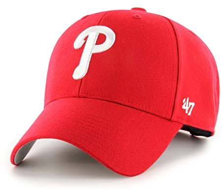 '47 MLB Philadelphia Phillies MVP Unisex-Baseballkappe, Verstellbar, Hochwertiges Design und Verarbeitung, White Logo, Red