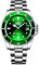 FORSINING Mechanische Automatikuhr für Herren, mit 20 mm Edelstahl-Armband, Handaufzug, modische Business-Armbanduhr für Herren, grün, Armband