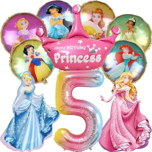 Prinzessin Geburtstag Deko 5 Jahre, Geburtstagsdeko Mädchen 5 Jahre Prinzessin, Prinzessin Luftballons Geburtstag 5, Prinzessin Geburtstag Deko, Folienballon Prinzessin Geburtstag