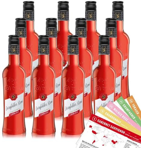 Rotwild Dornfelder Rosé QbA, lieblich, sortenreines Weinpaket + VINOX Winecards (12x0,25l)
