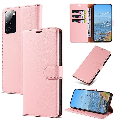 KKEIKO Coque pour Samsung Galaxy S20 FE/Galaxy S20 Lite, Antichoc Magnetique Étui à Rabat avec Porte Cartes, Portefeuille Housse en Cuir PU pour Samsung S20 FE/Samsung S20 Lite, Rose