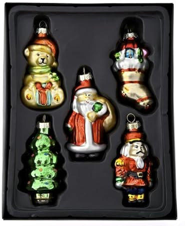 5 STK Glashänger Baum Bär Weihnachtsmann Stiefel Nußknacker Nikolaus Baumschmuck Glas Kugeln ili75141 Weihnachtskugeln GLASHÄNGER