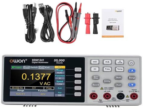 OWON XDM1241 - Mini batteria da tavolo, multimetro digitale, 3,7 pollici, LCD da desktop, multimetro digitale, tester di temperatura RMS