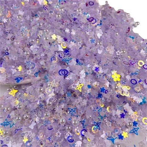 Paillettes Paillettes Mélange Étoile Coeur Fleur Forme Perles Paillettes pour Ongles pour Artisanat Nail Art Flakies Paillette Décoration Ongles Confettis-macaron violet-50g