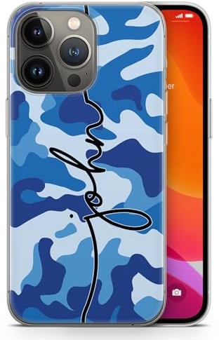 AIGAT Personalised Phone Cover for iPhone 11 - Transparent Clear Soft TPU Silicone Gel Army Camouflage Themed Case Custom Individual Style Design Initials Text - Vertical Name
