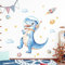 Tanlaby Dinosaurier Groß Wandaufkleber Weltall Blaue Dino Wandtattoo Kinderzimmer Junge Wandsticker Cartoon Tiere Wanddeko für Jungen und Mädchen Babyzimmer Schlafzimmer Wohnzimmer