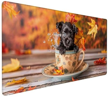 Tapis de Souris tasse Tapis de Souris XXL 1500x800x3mm Tapis de Souris Gamer chien, Grand Tapis Bureau Gaming Bords Cousus, ImperméAble Tapis Clavier Souris, Durable Et AntidéRapante pour Bureau LX-93