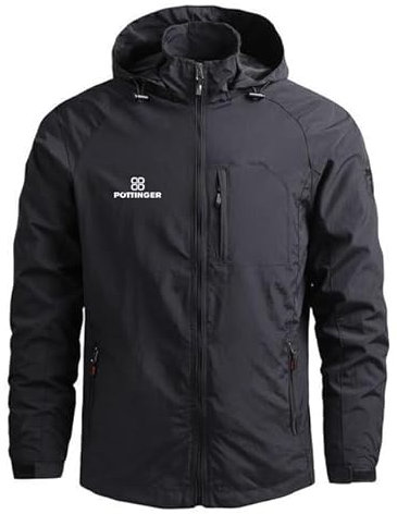 LWDXMYKW Herren Leichte Abnehmbare Mütze Funktionsjacke Potti.n_ger Winddicht, Wasserdicht, Atmungsaktiv für Outdoor, Reisen 4-Jahreszeiten-Tauglic (black,XXL)