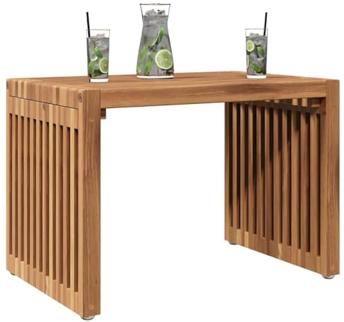 vidaXL Garden Side Table Brown 50 x 32.5 x 35 cm Solid teak wood, Modern Rectangle Teak Table, Stackable Patio Furniture, Weatherproof Outdoor Surface, Stylish Garden Dining