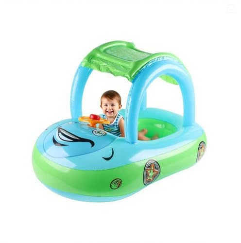 Flottant Piscine pour | Anneau De Bouée | Jouet Gonflable avec Toit Protection Solaire Forme Voiture Et Roue pour Plage Été Lac