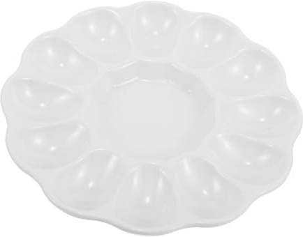 OFFSCH Ceramic Deviled Egg Platter Compartment Easter Egg Tray Lightweight Serving Dish for Fresh Hard Boiled Decorative Smooth Finish Countertop Holder for Catering and Home Use