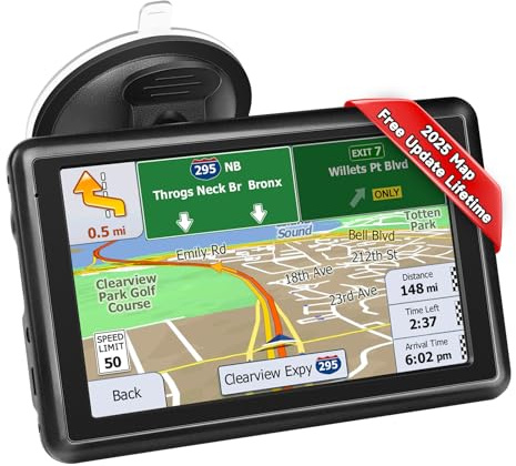 5 Inch sat navs, Touch Screen GPS Navigator for Car, Truck, RV, 2025 UK Maps, with Traffic information, Real-Time Voice Directions, Speed Camera Alerts, Lane Guidance Assist