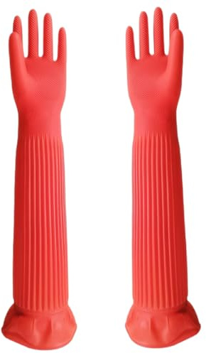 Porgeel Gants de Vaisselle 1 Paire 22 Gants de Vaisselle Longs Plat en Caoutchouc antidérapant imperméable résistant aux Rayures