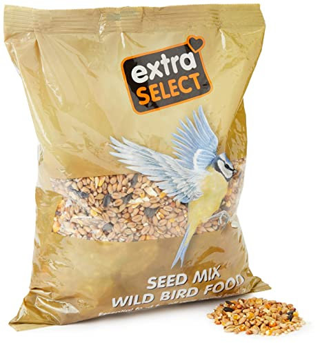 Extra Select Wild Bird Seed Mix with Black Sunflower Seeds, Wheat, Dari, Millet Seeds - Nutrient Rich Wild Bird Food for Small Birds - 1kg