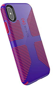 Speck iPhone X/XS Case, Protective Grip Ultra Thin Slim Hardshell Anti Scratch CandyShell Cover Case - Purple/Red