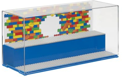 LEGO Play & Display Case mit Grauen Basisplatten: Aufbewahrung & Display - Lösung für LEGO - Sets und Minifiguren, Blau