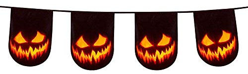 Boland 72300 - Wimpelkette Gruseliger Kürbis, schwarz/orange, Kostüm-Accessoire, Halloween-Accessoire