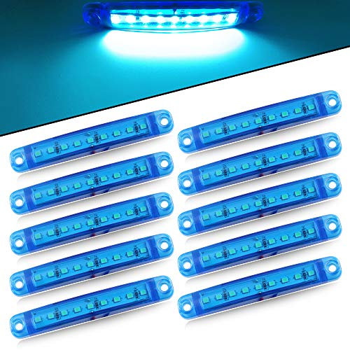 10pcs 9LED 12-24V Luci Laterali Indicatore Lampada di Svuotamento Della Luce Side Marker- Luce di Posizione del Camion Rimorchio del Veicolo Luminoso del Moto(Blu)